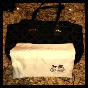 Black coach shoulder tote